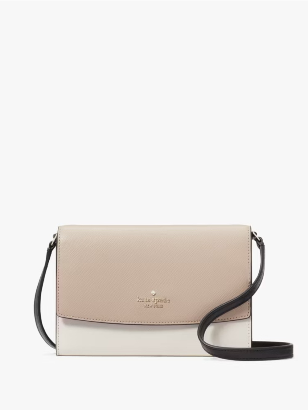 kate spade Perry Color block Beige & Cream Crossbody with Black Strap